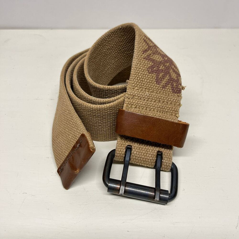 Timberland Vintage Y2K Canvas Ranger Belt Grommet Leather Details